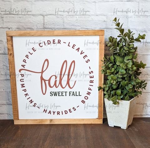 Fall Sweet Fall Sign - Framed Sign - Farmhouse Decor - Fall Decor