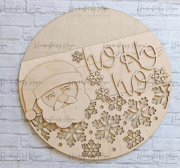 Santa Ho Ho Ho Door Hanger-  Unfinished Wood - Wooden Blanks- Wooden Shapes - laser cut shape - Paint Party- Christmas crafts