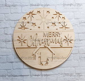 Merry Christmas Manger Hanger-  Unfinished Wood - Wooden Blanks- Wooden Shapes - laser cut shape - Paint Party- Christmas crafts