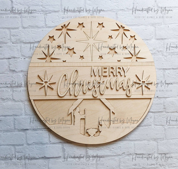 Merry Christmas Manger Hanger- Unfinished Wood - Wooden Blanks- Wooden Shapes - laser cut shape - Paint Party- Christmas crafts
