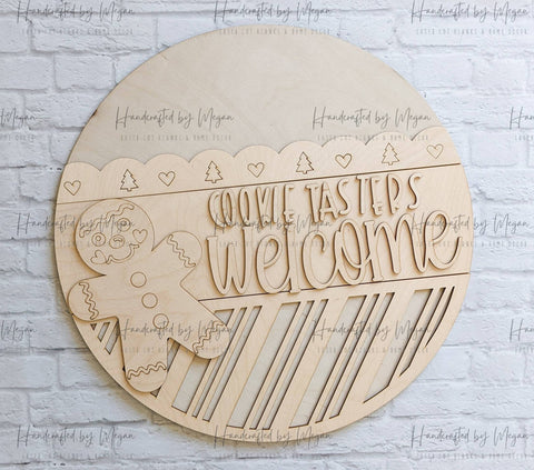 Cookie Taster Welcome Door Hanger-  Unfinished Wood - Wooden Blanks- Wooden Shapes - laser cut shape - Paint Party- Christmas crafts