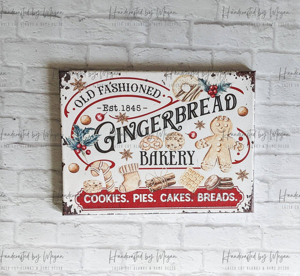 Gingerbread Bakery - Christmas Decor - Canvas Print - Farmhouse Decor - Canvas Art