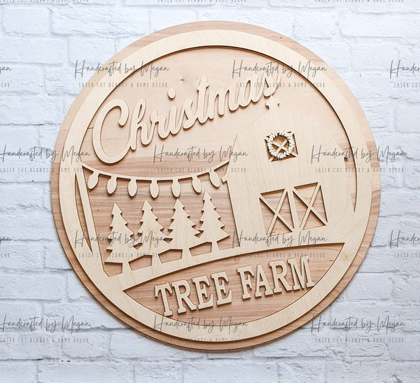 Christmas Tree Farm Door Hanger- Christmas - Unfinished Wood - Wooden Blanks- Wooden Shapes - laser cut shape - Paint Party