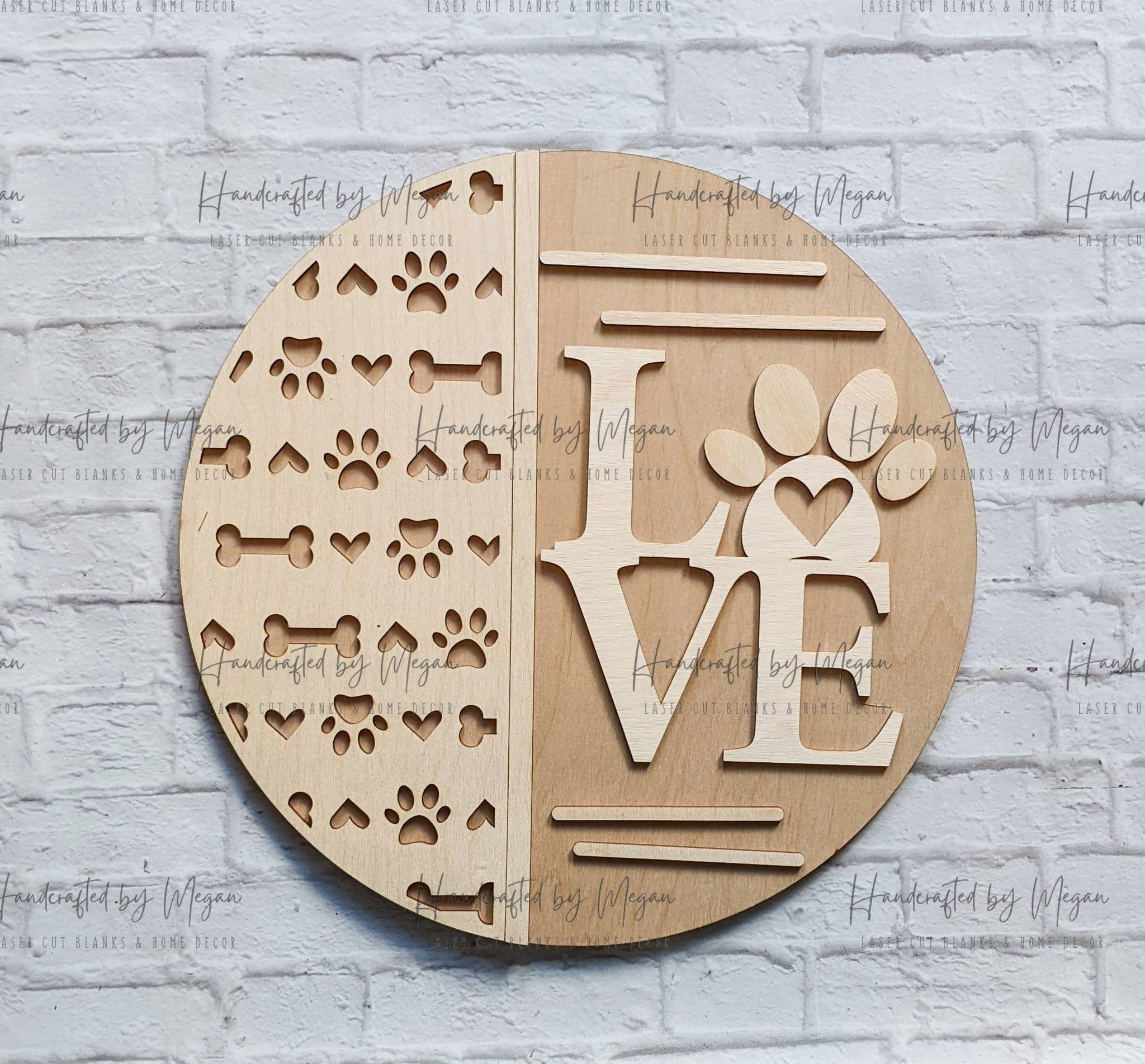 Puppy Love Door Hanger- Valentine's Day - Dog Decor - Unfinished Wood - Wooden Shapes - laser cut shape - Paint Party
