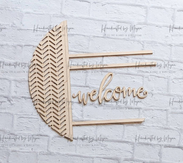 Welcome Chevron Door Hanger-  Unfinished Wood - Wooden Blanks- Wooden Shapes - laser cut shape - Paint Party- Everyday crafts