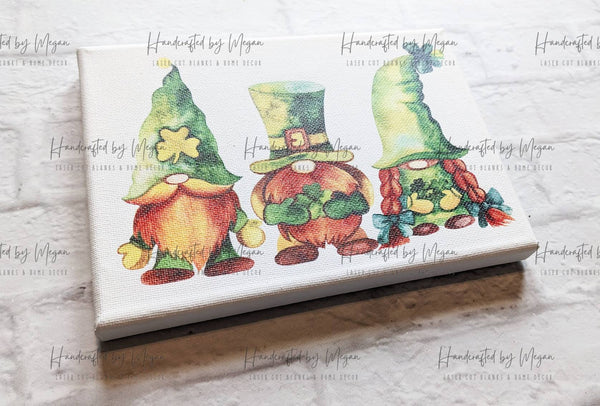 St. Patrick's Gnomes- Valentine Decor - Canvas Print - Farmhouse Decor - Canvas Art