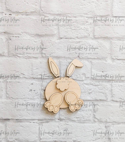 BUNNY SHAPE with Ears Unfinished Wood - Bunny Tail - Various Sizes - Wooden Blanks- Wooden Shapes - laser cut shape - Easter crafts