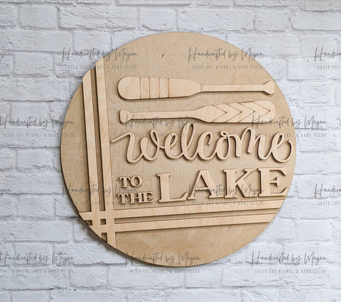 Welcome to the Lake Door Hanger- Summer Decor - Unfinished Wood - Wooden Blanks- Wooden Shapes - laser cut shape - Paint Party