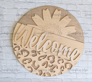 Welcome Daisy Door Hanger - Unfinished Wood - Wooden Blanks- Wooden Shapes - laser cut shape - Paint Party- Everyday crafts