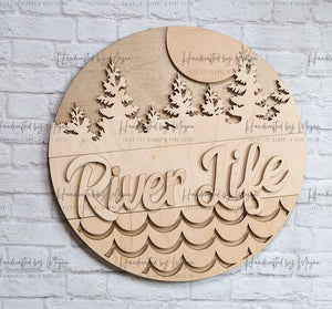River Life Door Hanger- Summer Decor - Unfinished Wood - Wooden Blanks- Wooden Shapes - laser cut shape - Paint Party