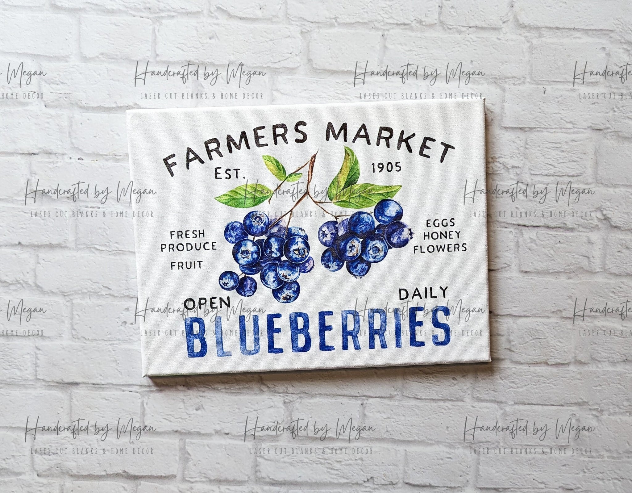 Blueberry Farmers Market Canvas Print - Summer Decor - Canvas Print - Farmhouse Decor - Canvas Art