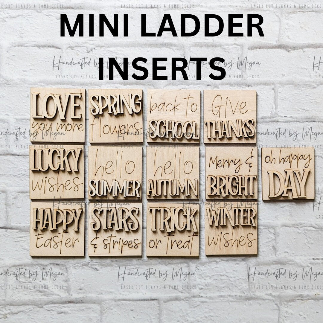 MINI Holiday Interchangeable Inserts - Ladder Inserts - Leaning Ladder - Wood Ladder Decoration- DIY Ladder - Ladder Decoration
