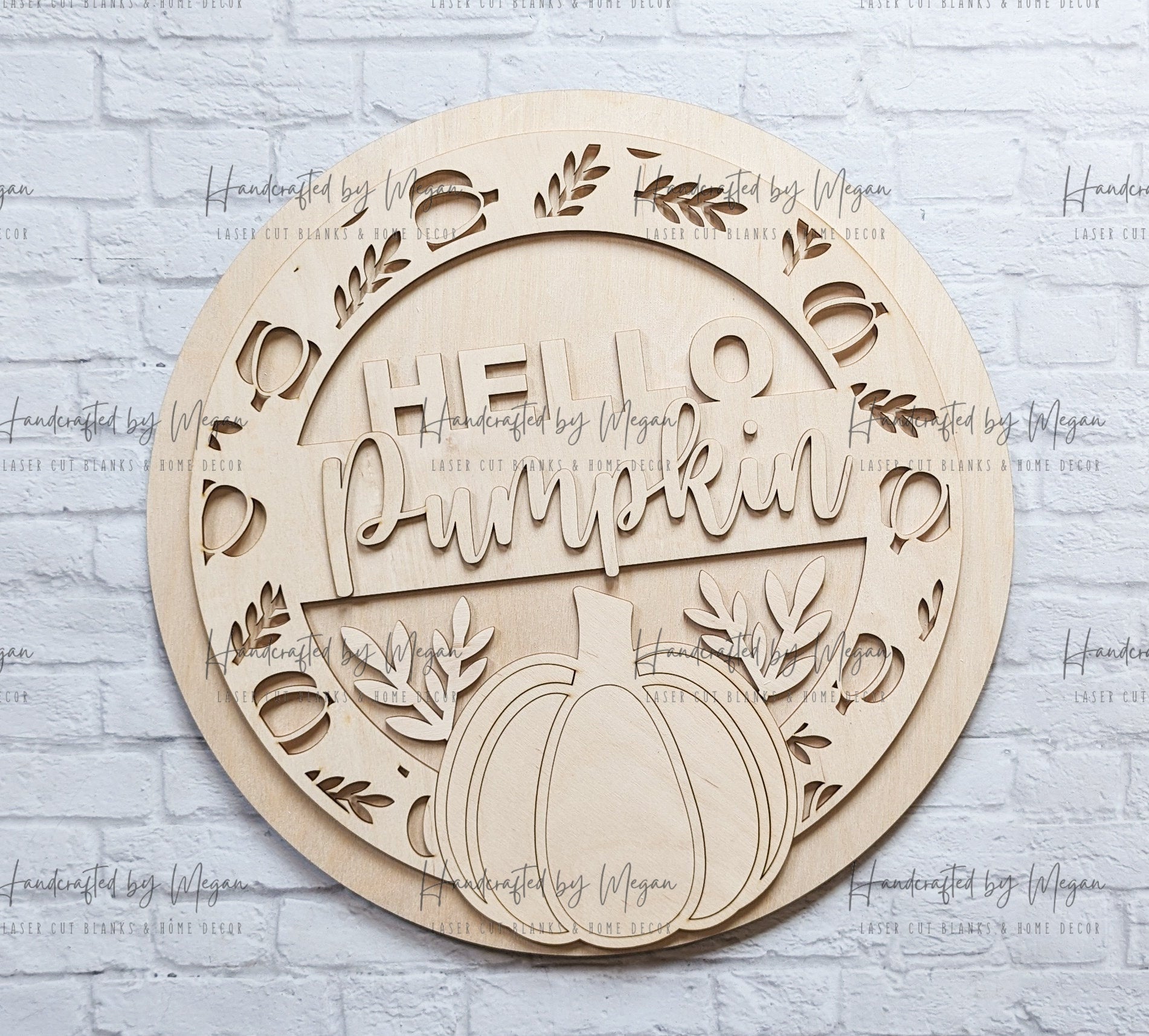 HELLO PUMPKIN Door Hanger- Unfinished Wood - Wooden Blanks- Wooden Shapes - laser cut shape - Paint Party- Fall crafts - 2023