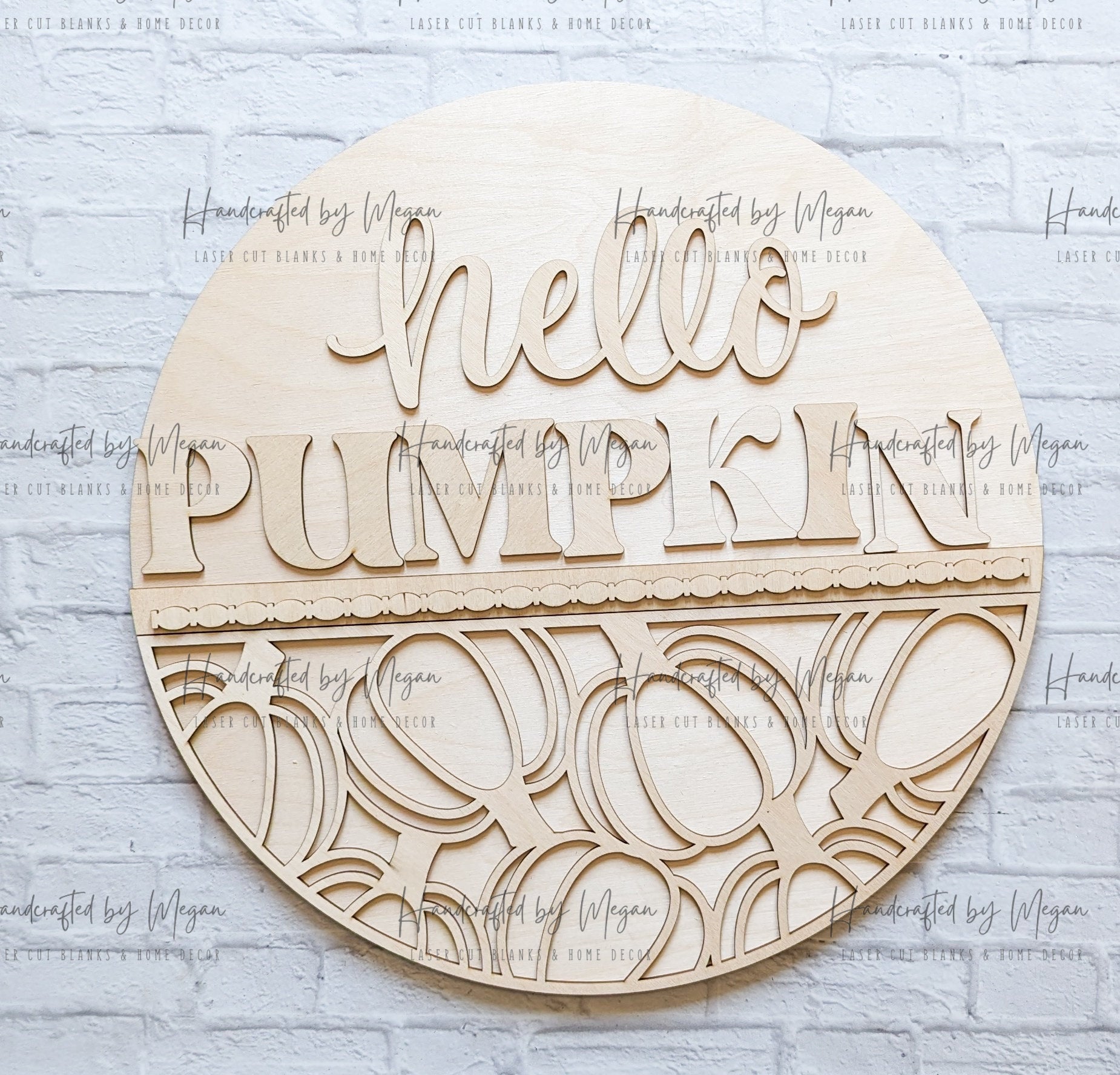 HELLO PUMPKIN Door Hanger- Unfinished Wood - Wooden Blanks- Wooden Shapes - laser cut shape - Paint Party- Fall crafts - 2023