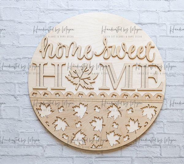 Fall Home Sweet Home Door Hanger- Fall Decor - Unfinished Wood - Wooden Blanks- Wooden Shapes - laser cut shape - Paint Party - 2023