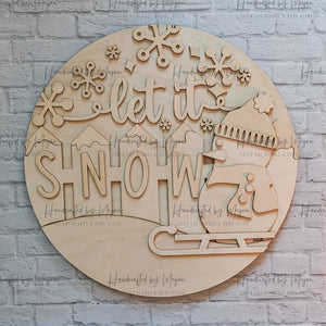 Let It Snow Snowman Fence Door Hanger - DIY Door Hanger - Wooden Blanks- Wooden Shapes - laser cut shape - Paint Party- Winter crafts -2023