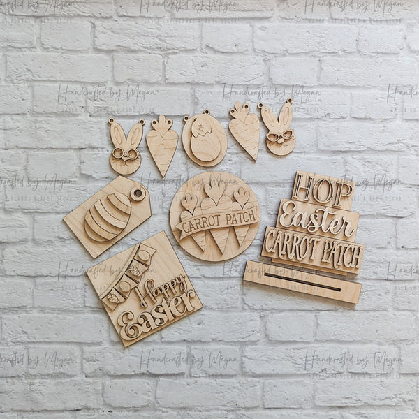 EASTER TIER TRAY - Blank Set - Unfinished 1/8" Wood - Wooden Blanks - Wooden Shapes - laser cut shape - spring craft - Mini Signs - 2024