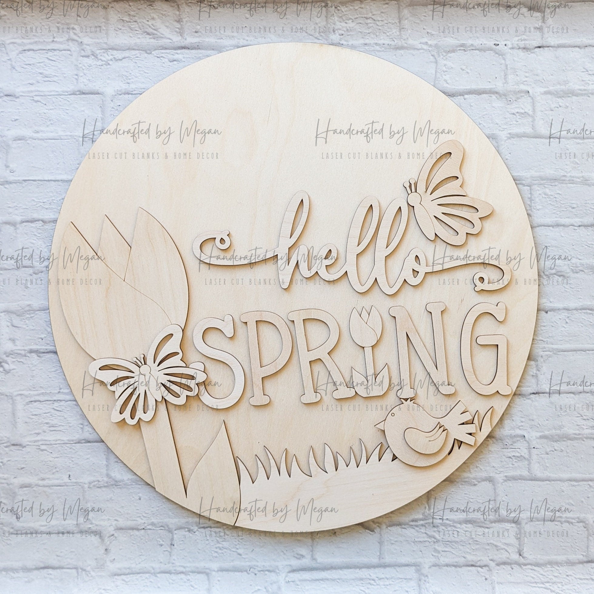 Hello Spring Tulip Door Hanger- Spring Decor - Unfinished Wood - Wooden Blanks- Wooden Shapes - laser cut shape - Paint Party